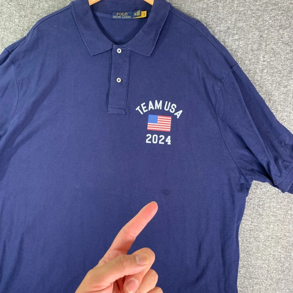 Polo Ralph Lauren Polo Men 3XLT Team USA 2024 Navy Short Sleeve